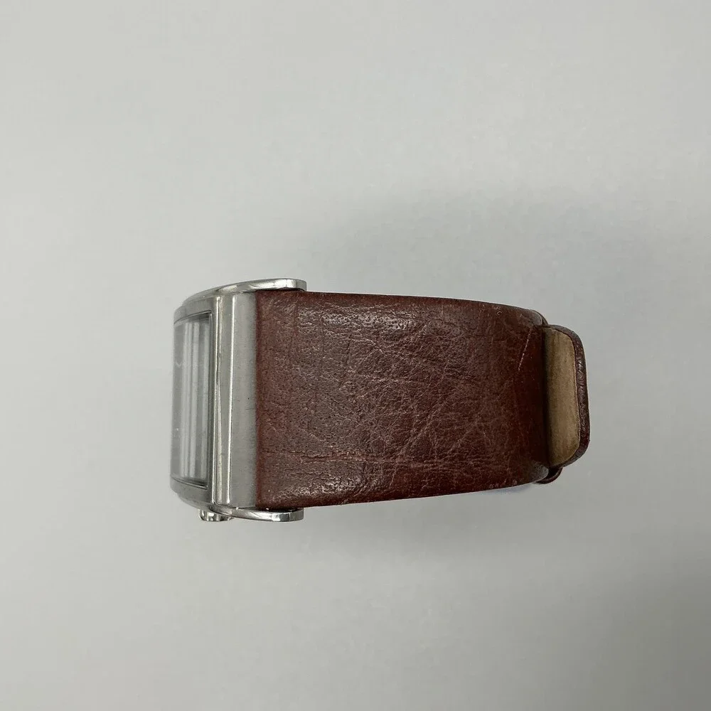 Kenneth Cole KC1238 Mens Watch 32mm Silver Tone Brown Leather Date New Battery